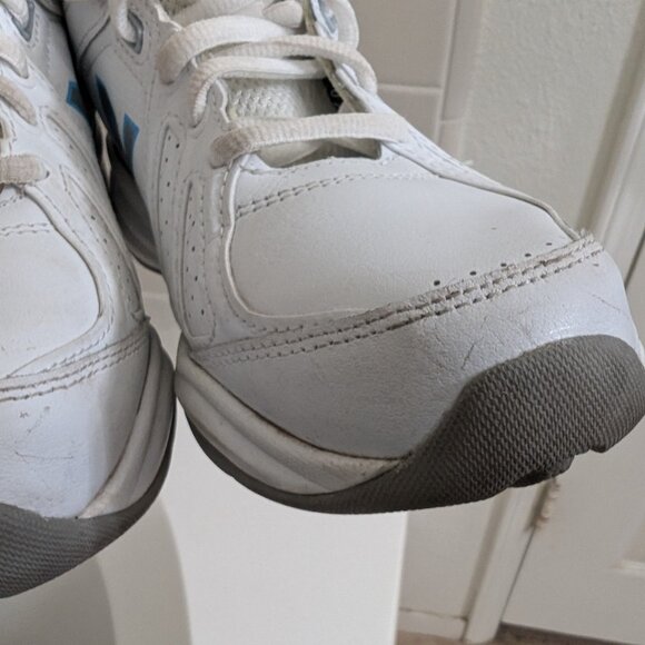 New Balance Women's 409 Leather Trainer Sneakers White Baby Blue WX409WB3 Size 8 - Picture 10 of 11